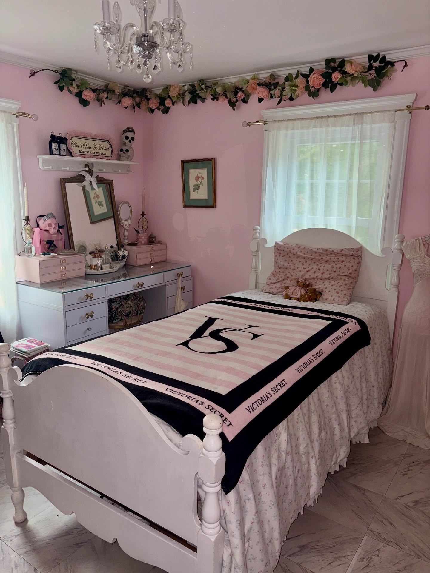 64. the Soft Blush Canopy Bed with Woven Wall Art In a Cozy Corner