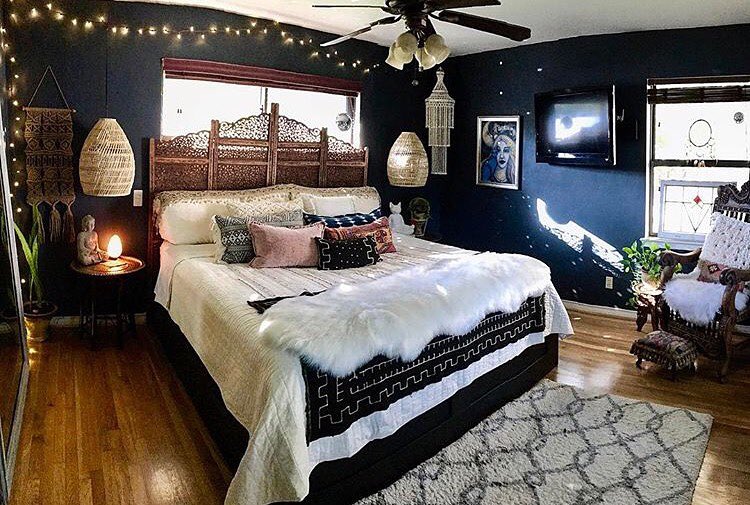 6. Moonlit Macrame and Moroccan Lanterns: a Dark Boho Haven