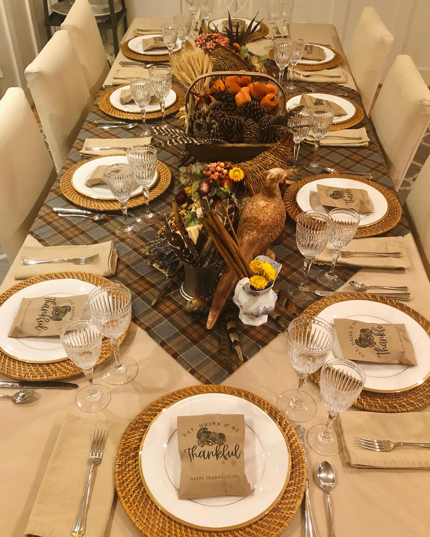6. Soft Amber Glow with Vintage Brass Accents: a Thanksgiving Table Setting
