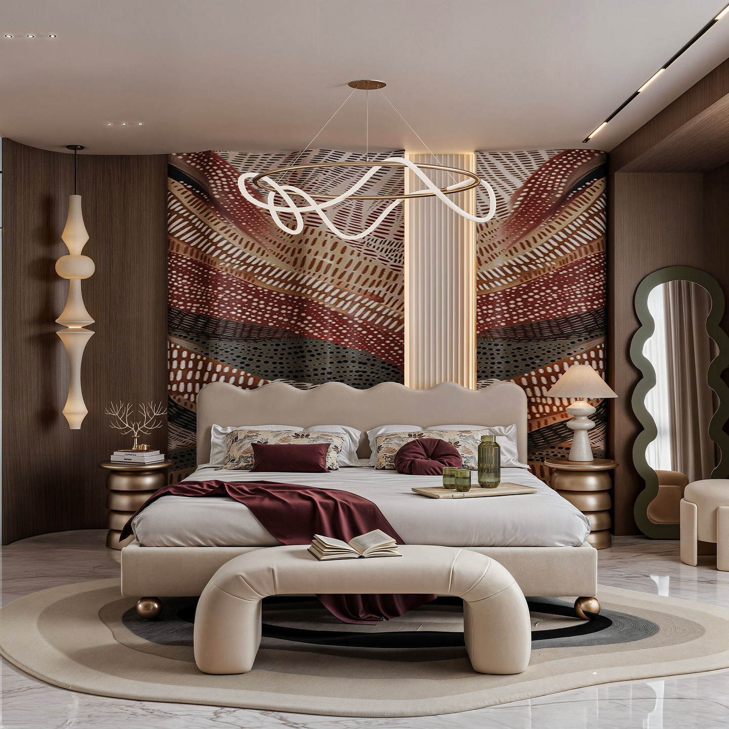 1. the Moonlit Lagoon Bed with Floating Nightstands and Glowing Orb Lamps