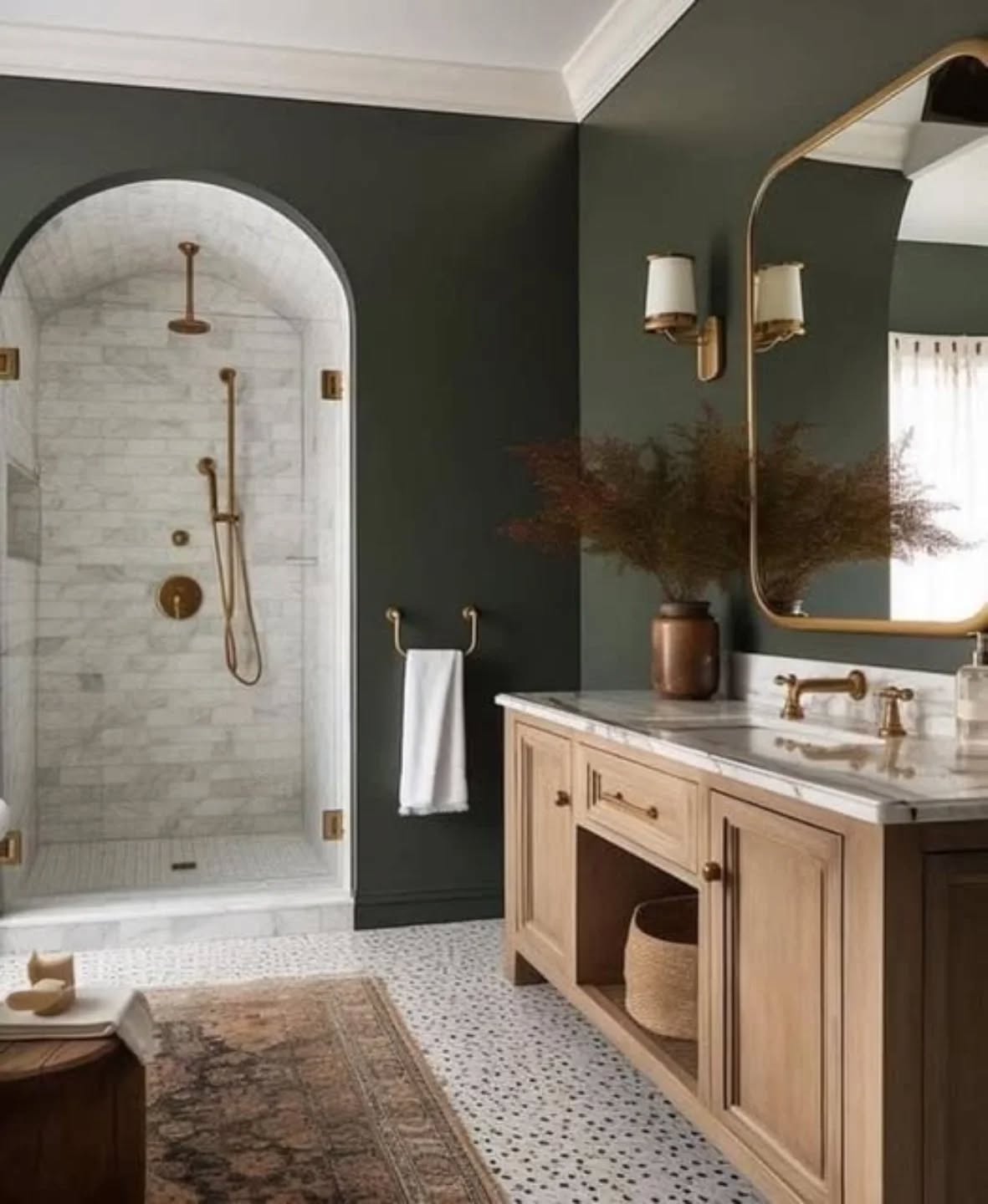 17. Midnight Bloom: a Vanity with Petal-shaped Sink and Gold Accents