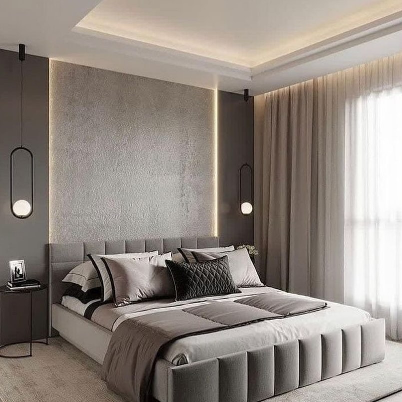 1. Moonlit Serenity: the Charcoal and Dove Grey Bedroom with a Whisper Of Wood