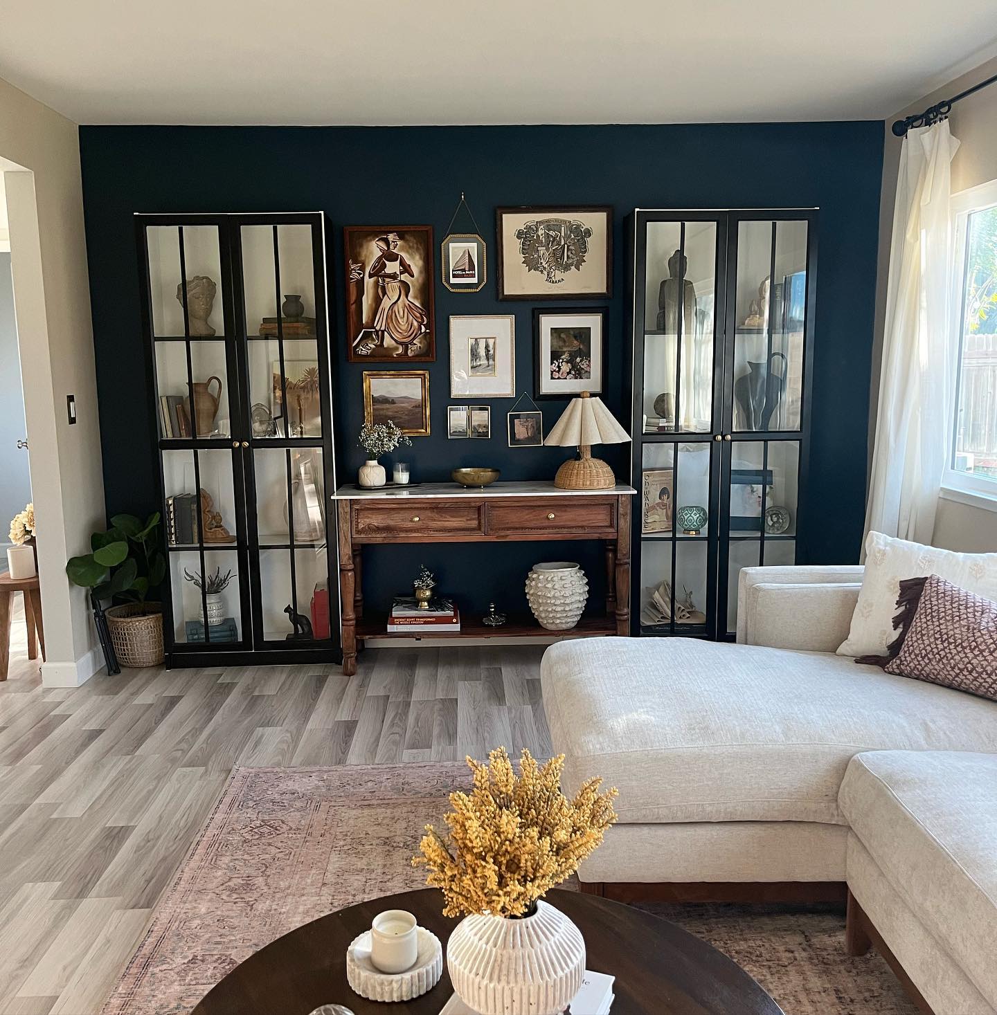 13. Forest Canopy Accent Wall with Geometric Harmony