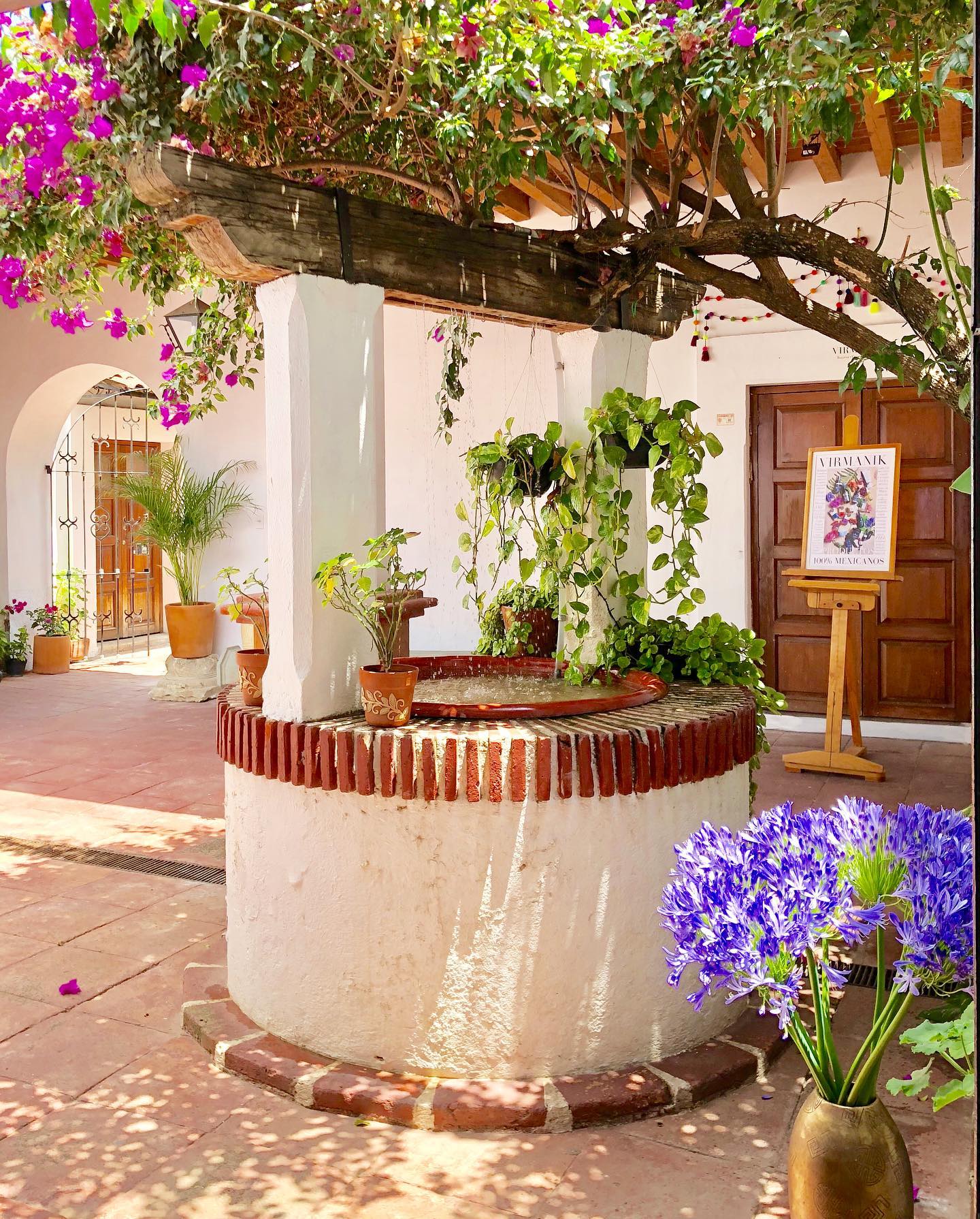 4. Cobalt Blue Talavera Tiles Frame a Rustic Stone Bench Nook