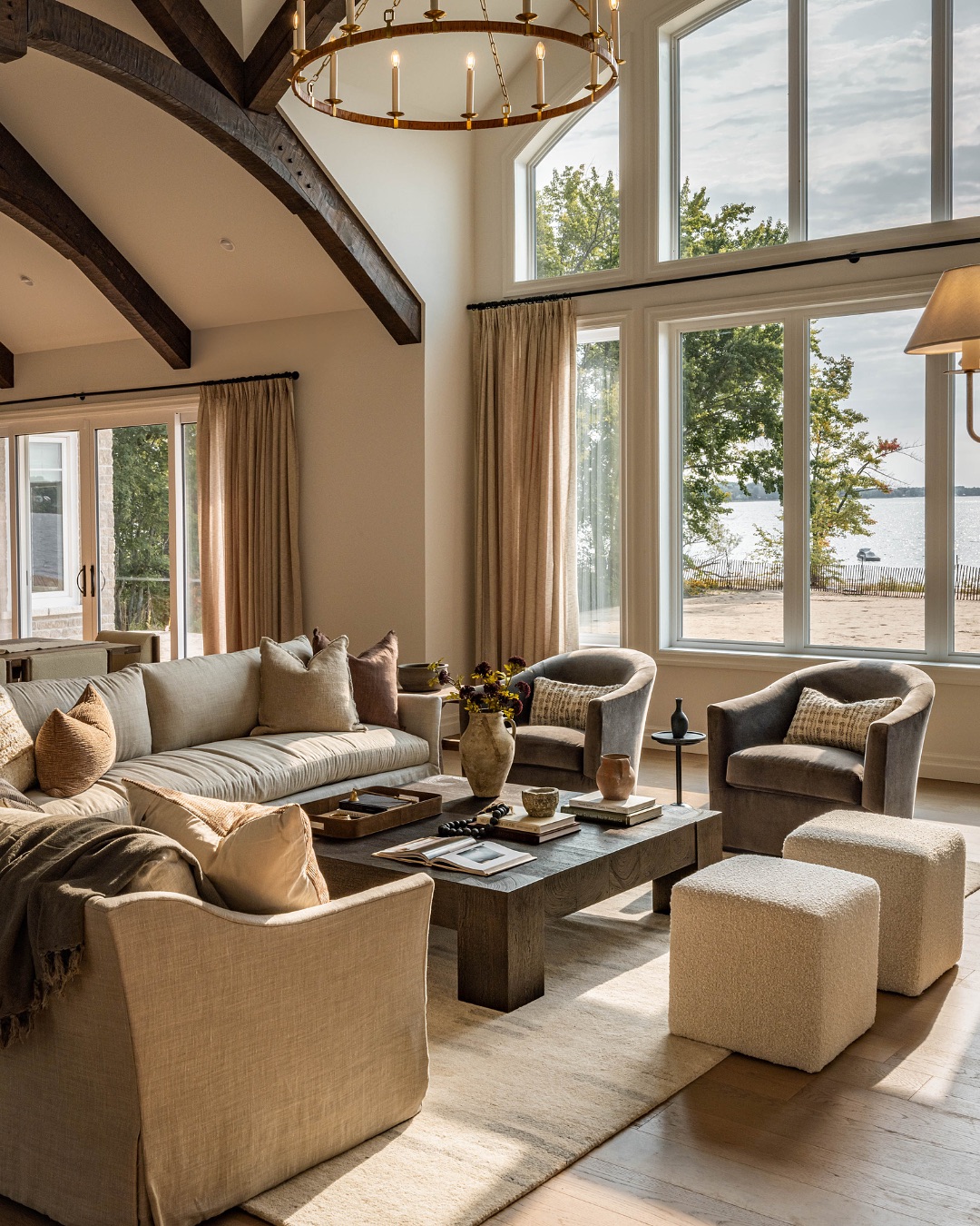 13. the Fusion Of Geometric Lines and Soft Curves with a Suspended Fireplace