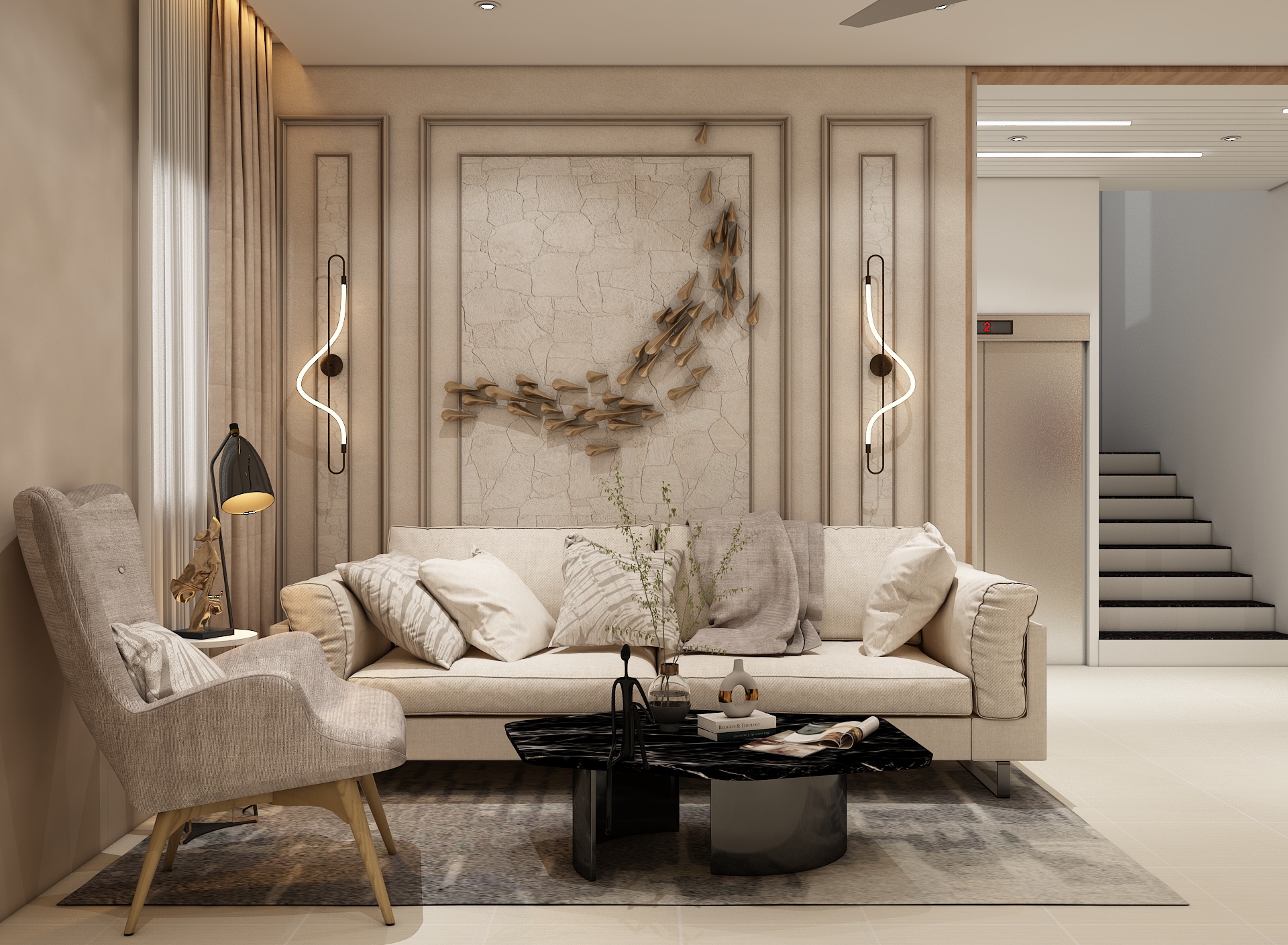 36. the Fusion Of Geometric Patterns and Velvet Comfort In a Living Room Oasis