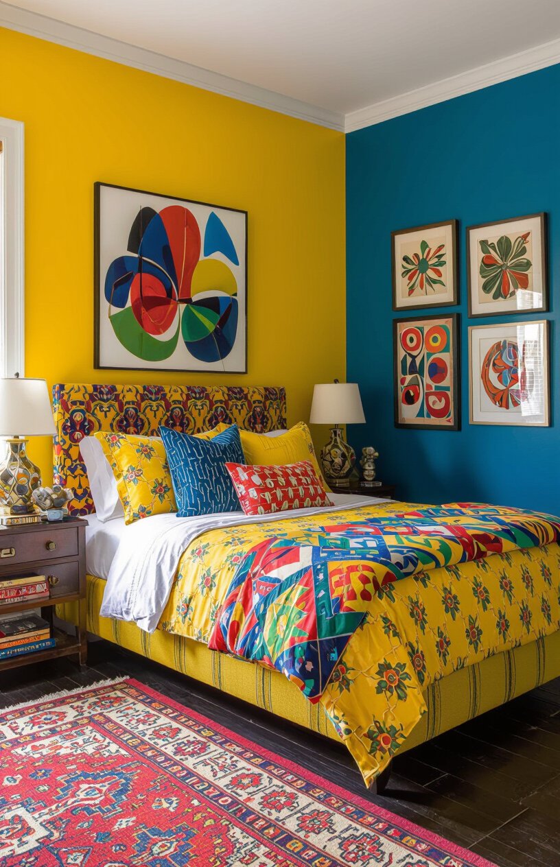 Eclectic Yellow Bedroom