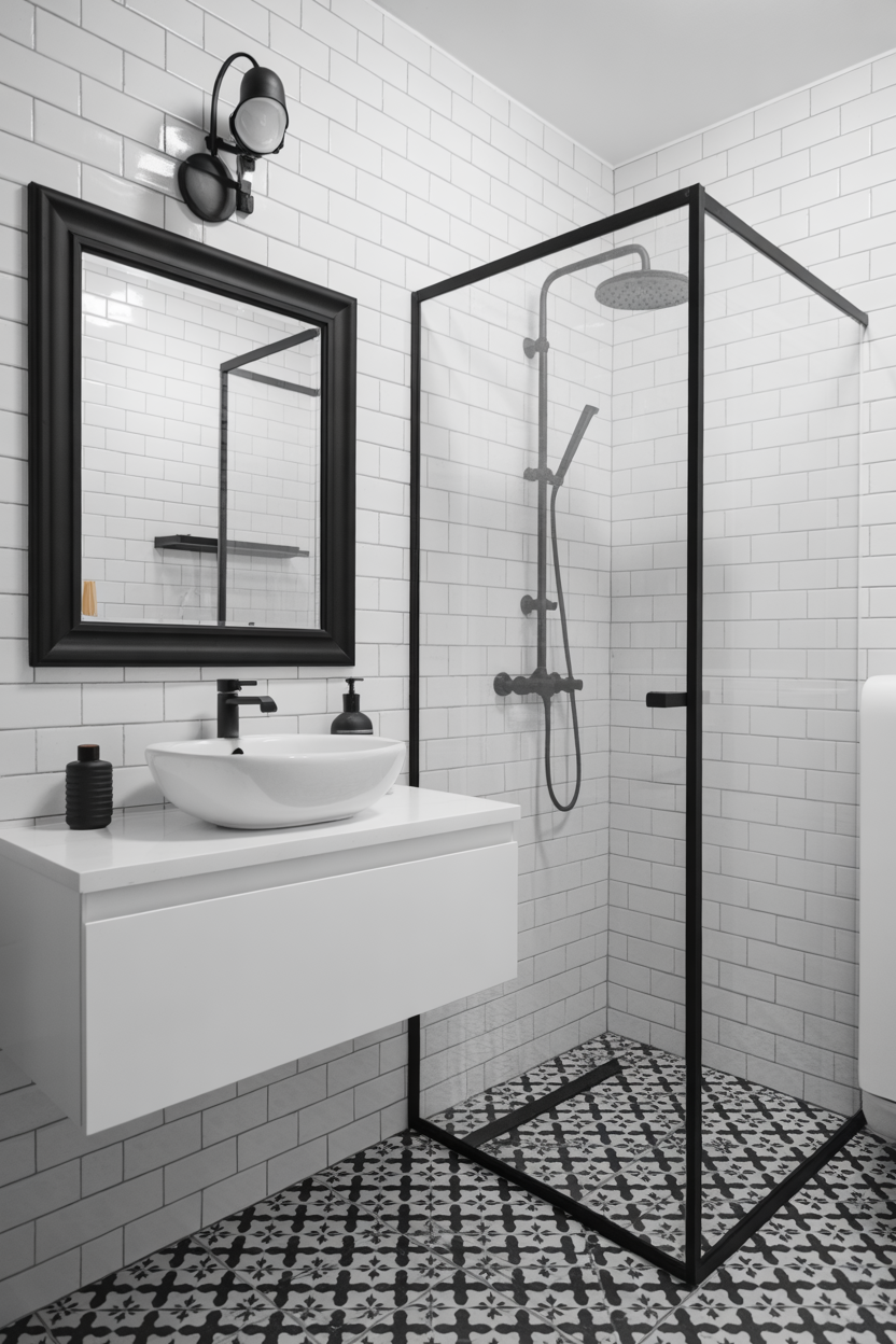 Contemporary Black and White Bathroom