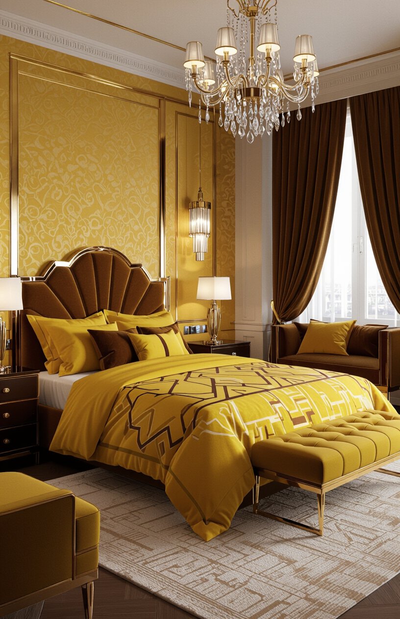 Yellow Art Deco Bedroom