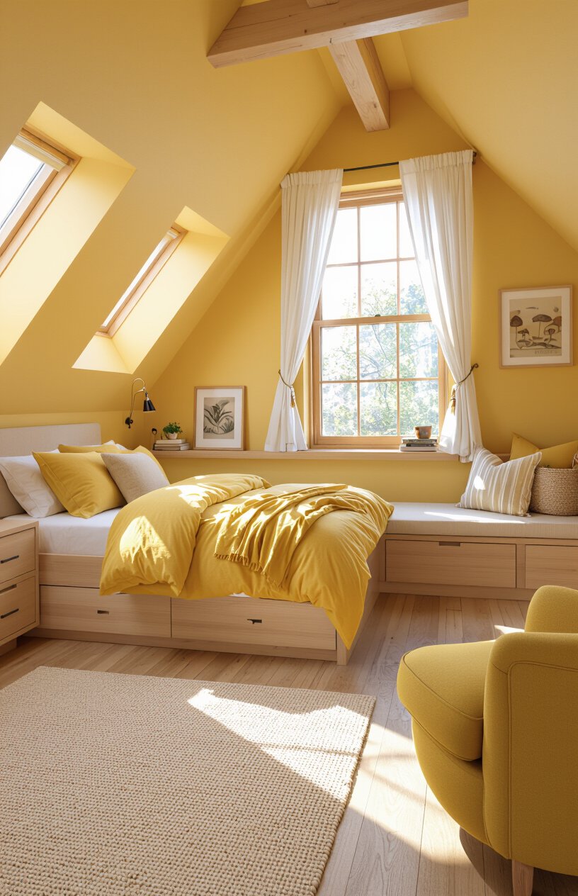 Sunny Yellow Loft Bedroom
