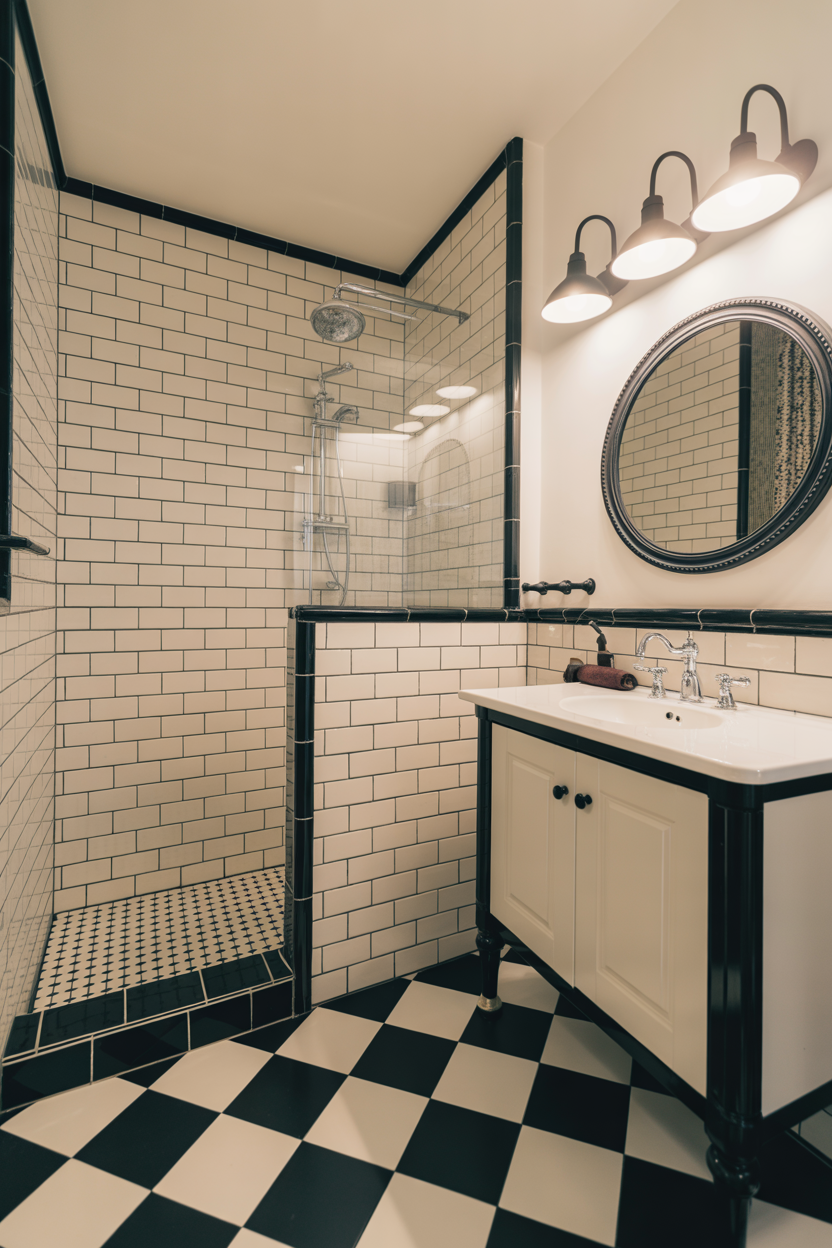 Black and White Retro Bathroom