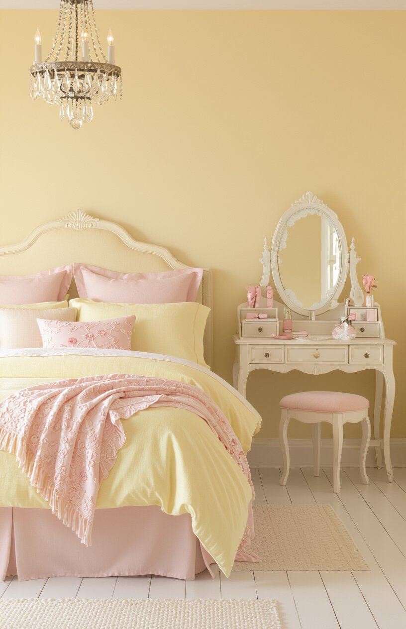 Yellow and Pink Romantic Bedroom