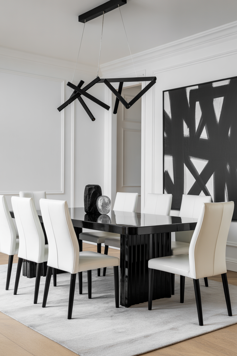 Contemporary Black & White Dining Room
