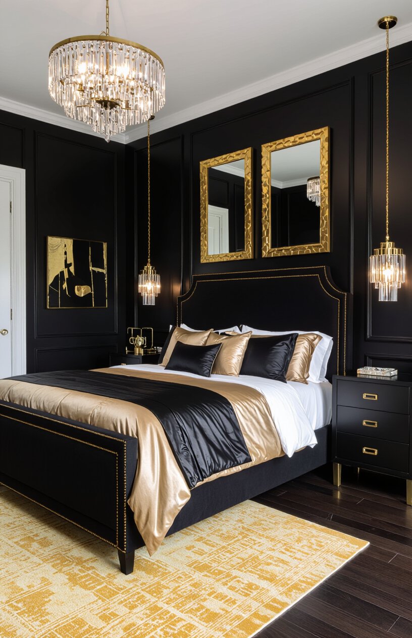Glamorous Black & Gold Bedroom