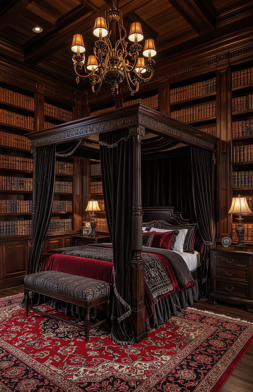 Hauntingly Elegant Library Bedroom