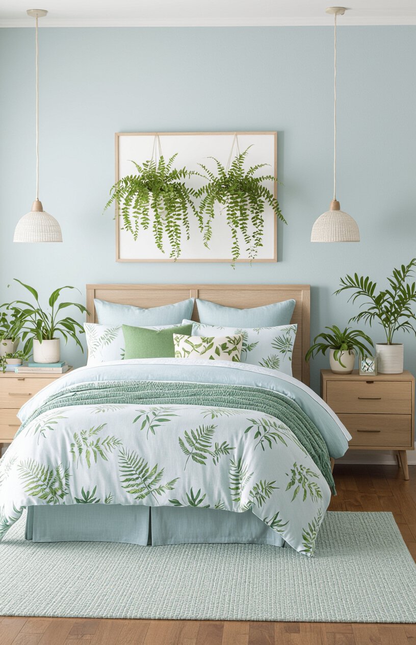 Blue and White Botanical Bedroom