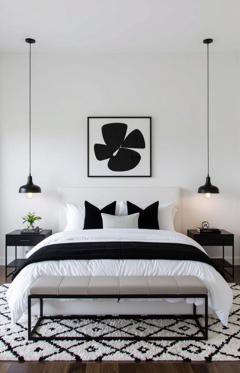 White and Black Contrast Bedroom
