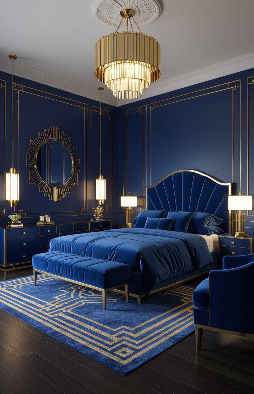 Art Deco Blue Bedroom