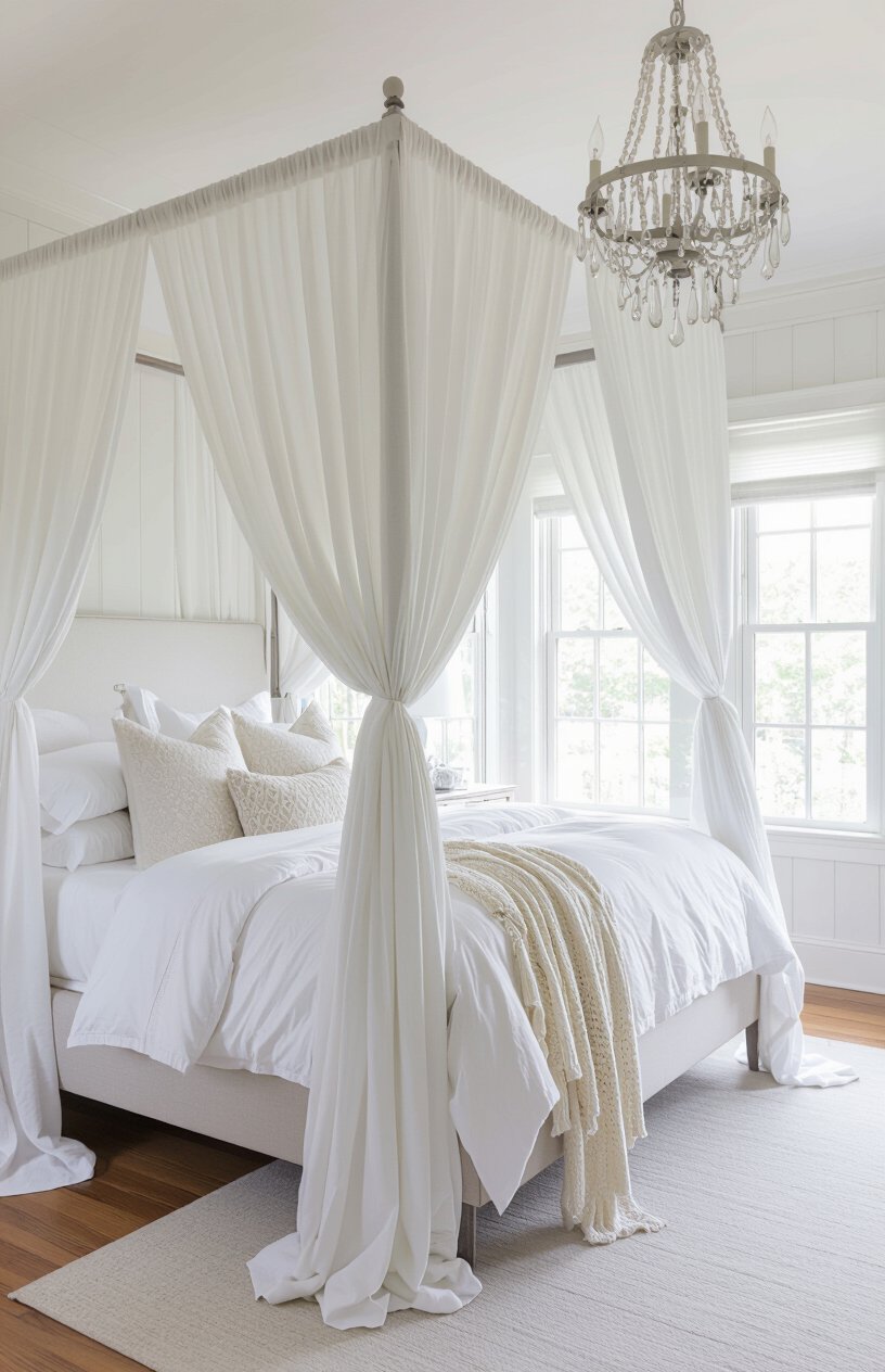 White Dreamy Bedroom with Canopy
