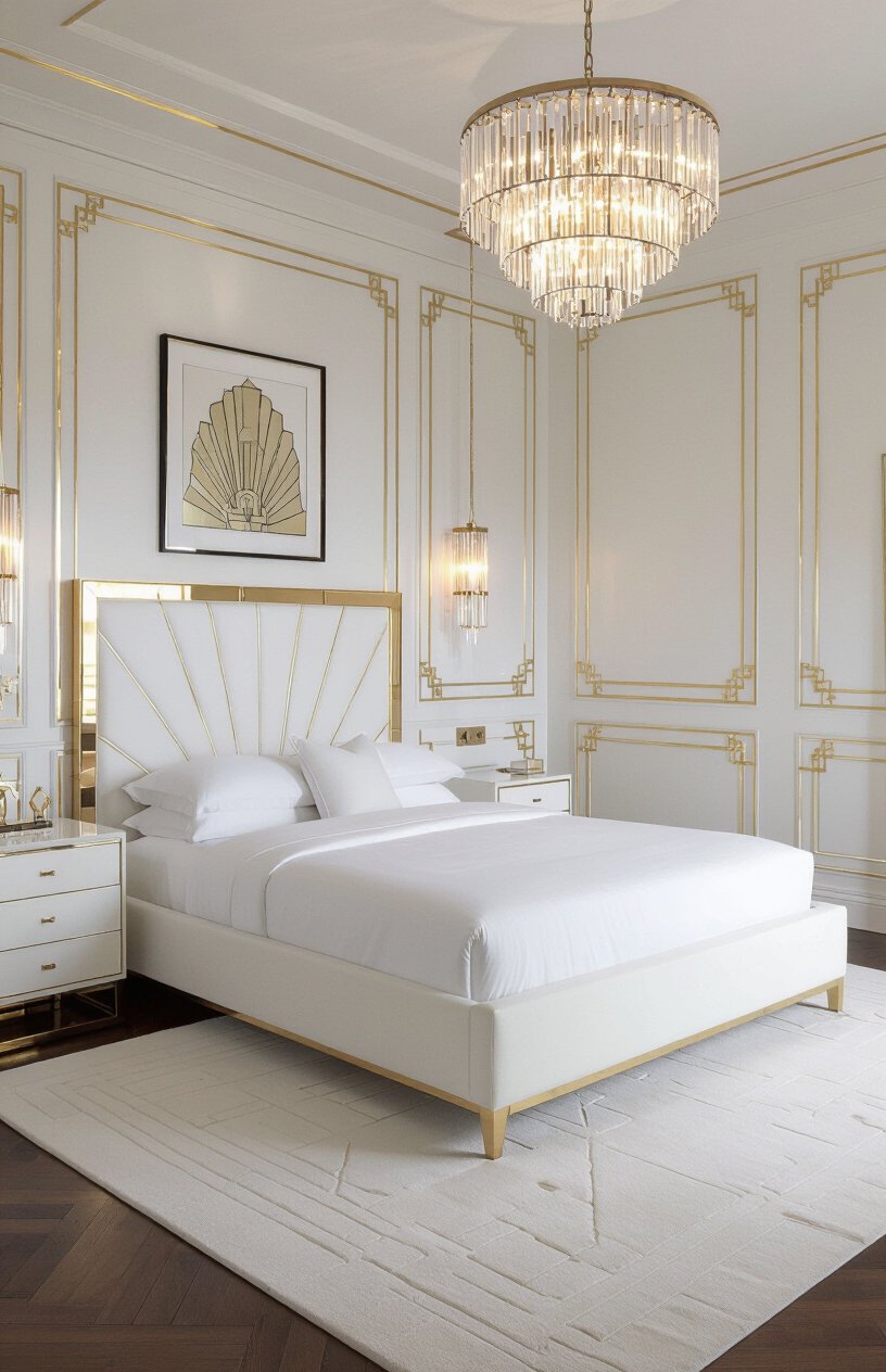 White Art Deco Bedroom
