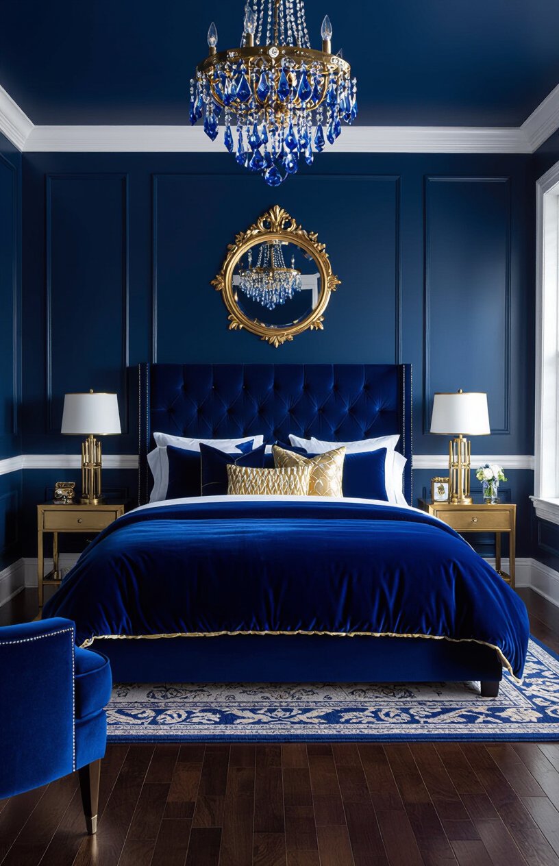 Midnight Blue Glam Bedroom