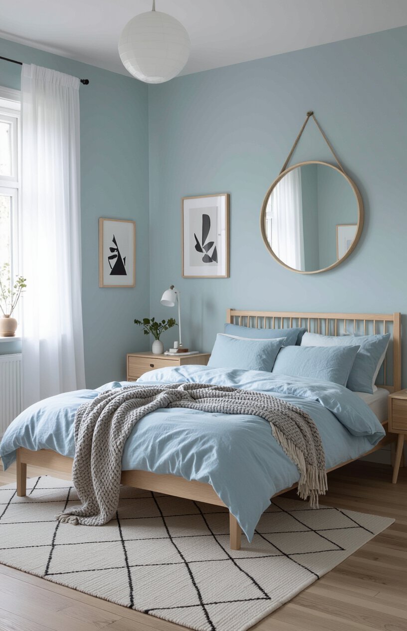 Light Blue Scandinavian Bedroom