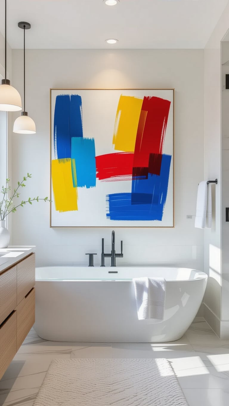 Abstract Expressionist Bathroom Canvas Art