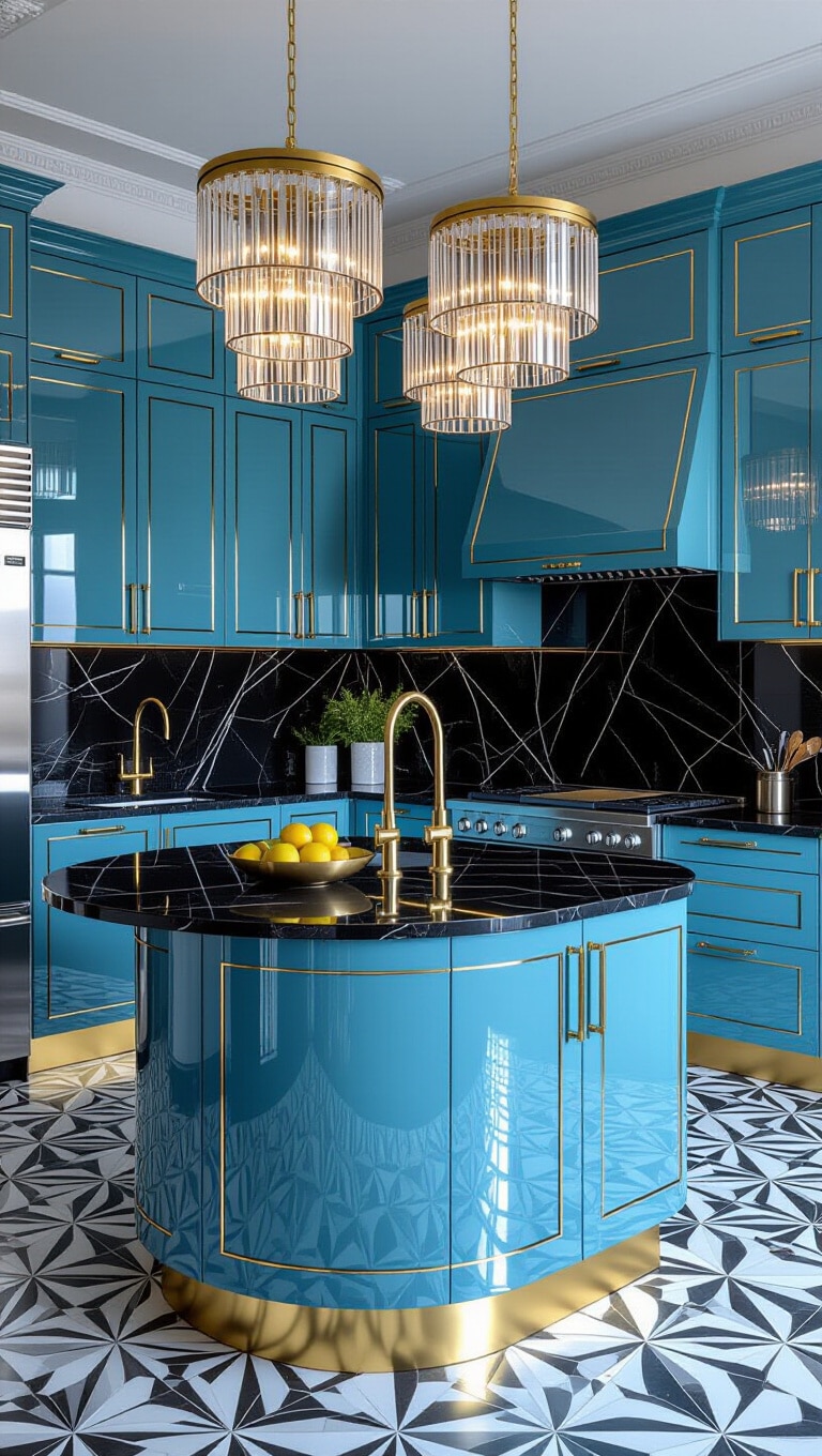 Art Deco Baby Blue Glam Kitchen