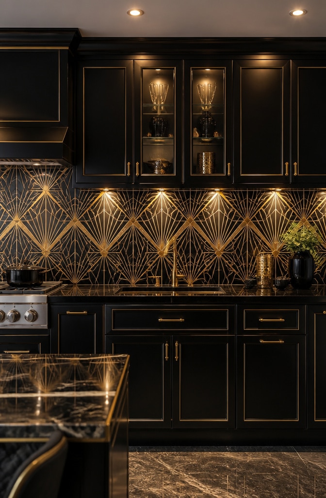 Art Deco Black and Gold Tiles