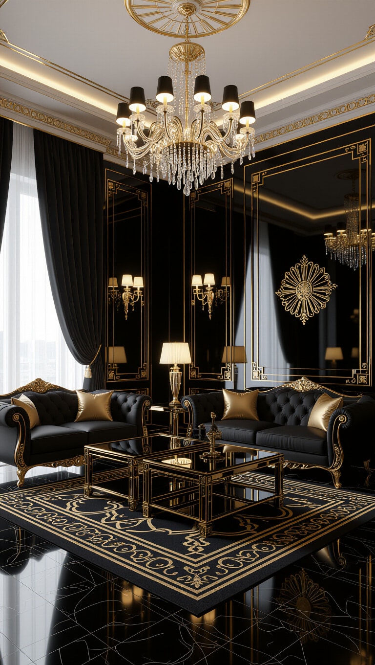 Art Deco Black Luxe Living Room