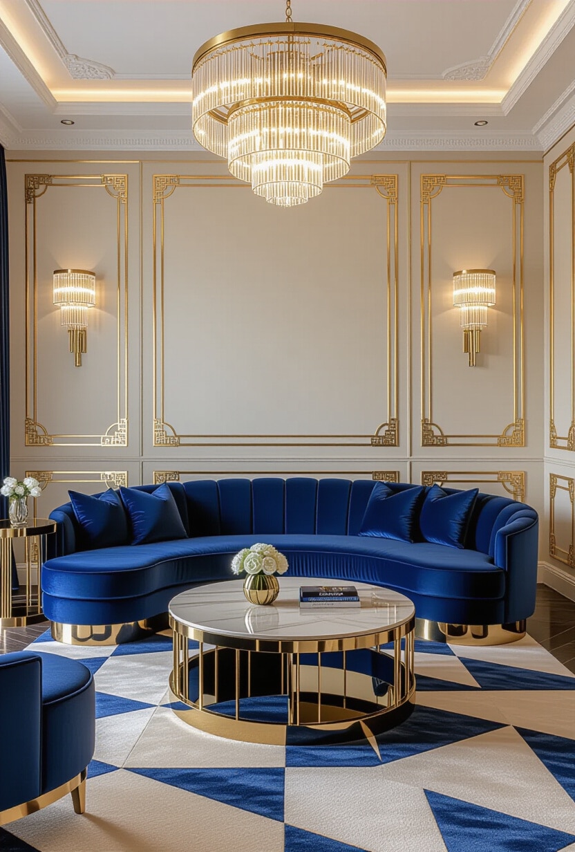 Art Deco Blue and Beige Glamour