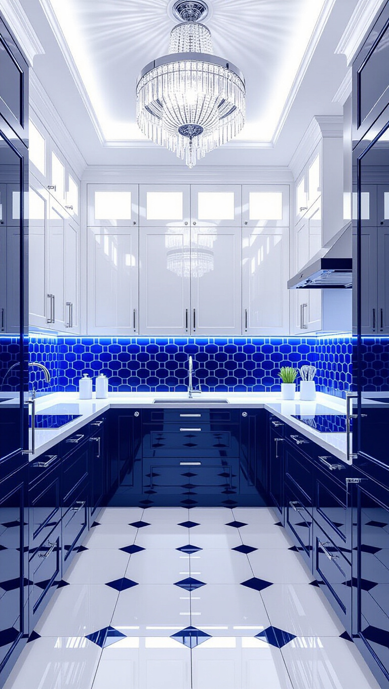 Art Deco Blue and White Kitchen