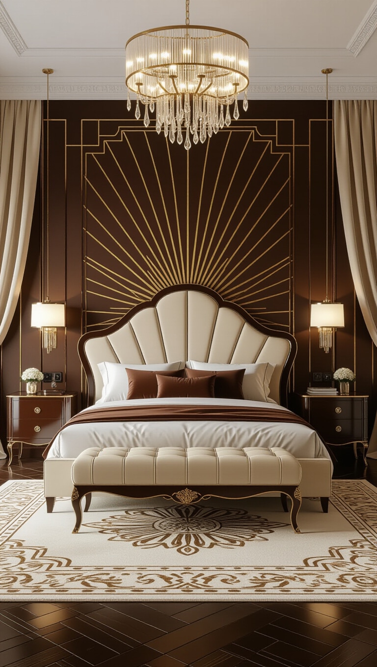 Art Deco Brown and Cream Bedroom