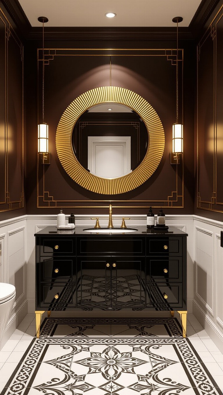 Art Deco Brown Bathroom with Glamour