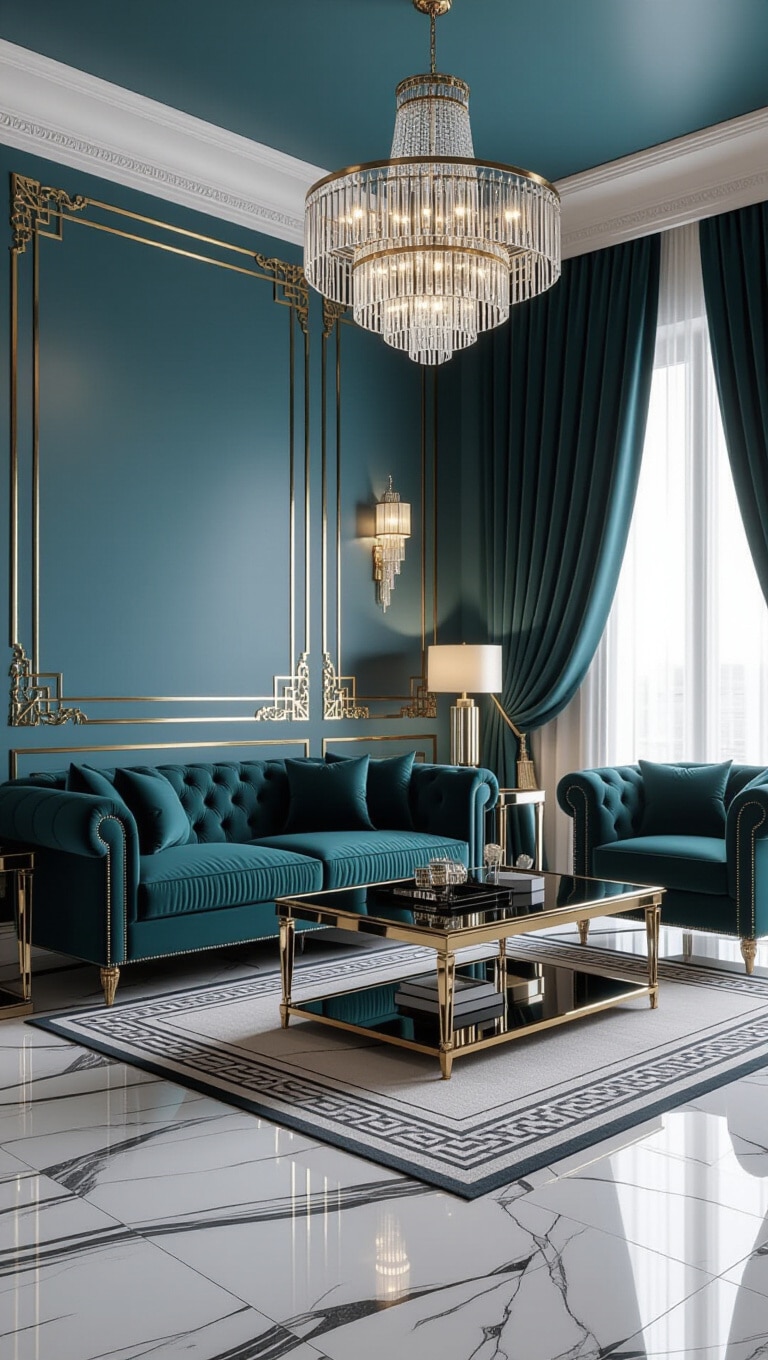 Art Deco Duck Egg Blue Living Room