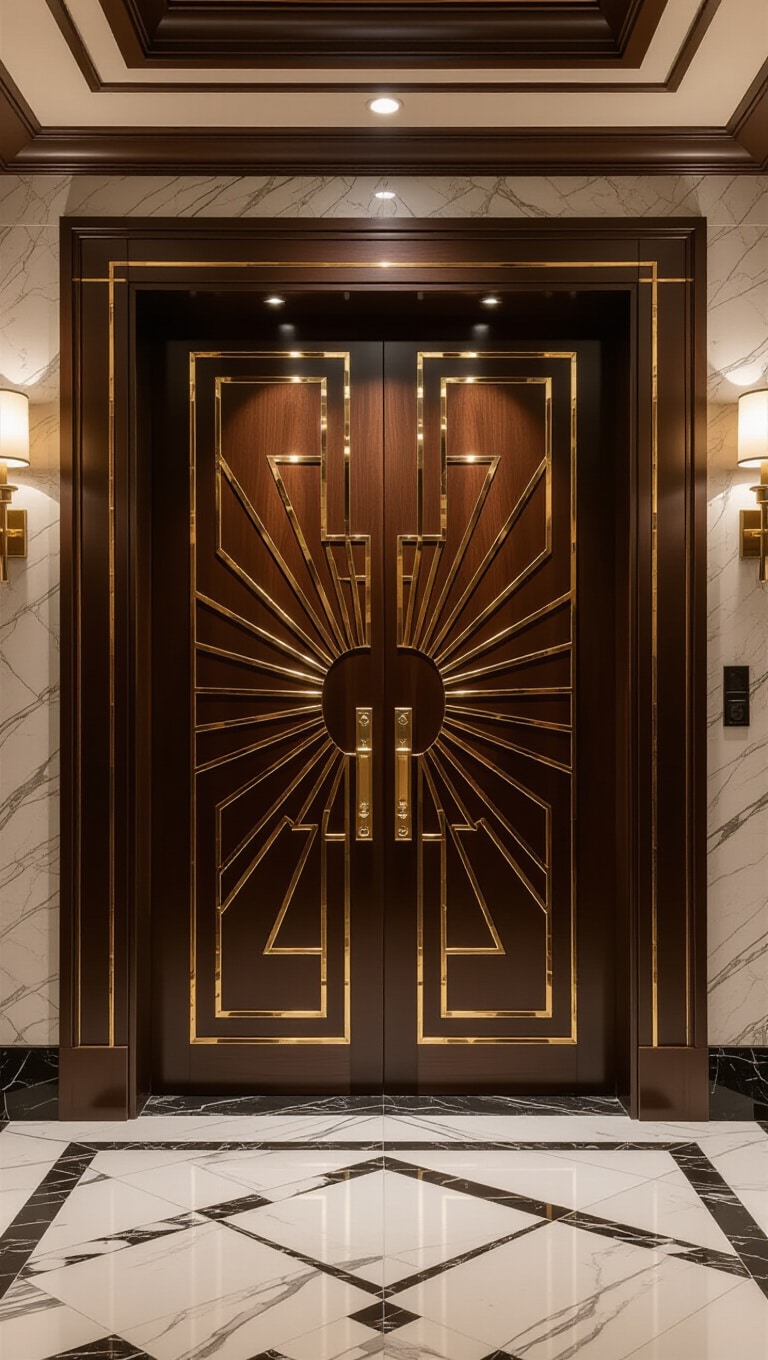 Art Deco Geometric Wooden Door