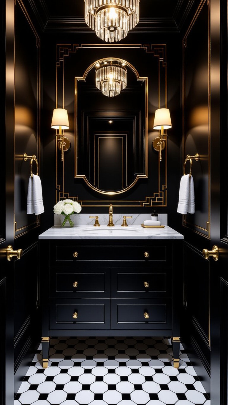 Art Deco Glam Guest Bathroom