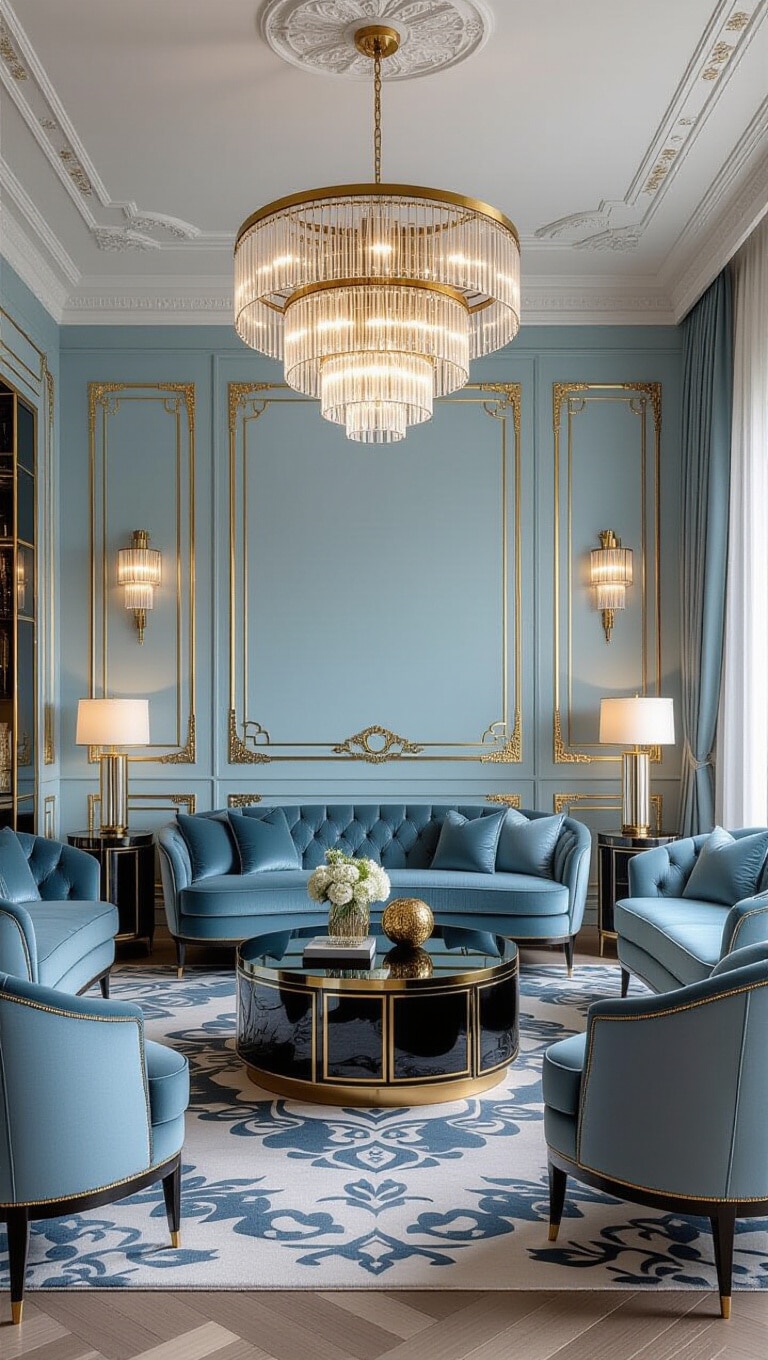 Art Deco Light Blue Living Room