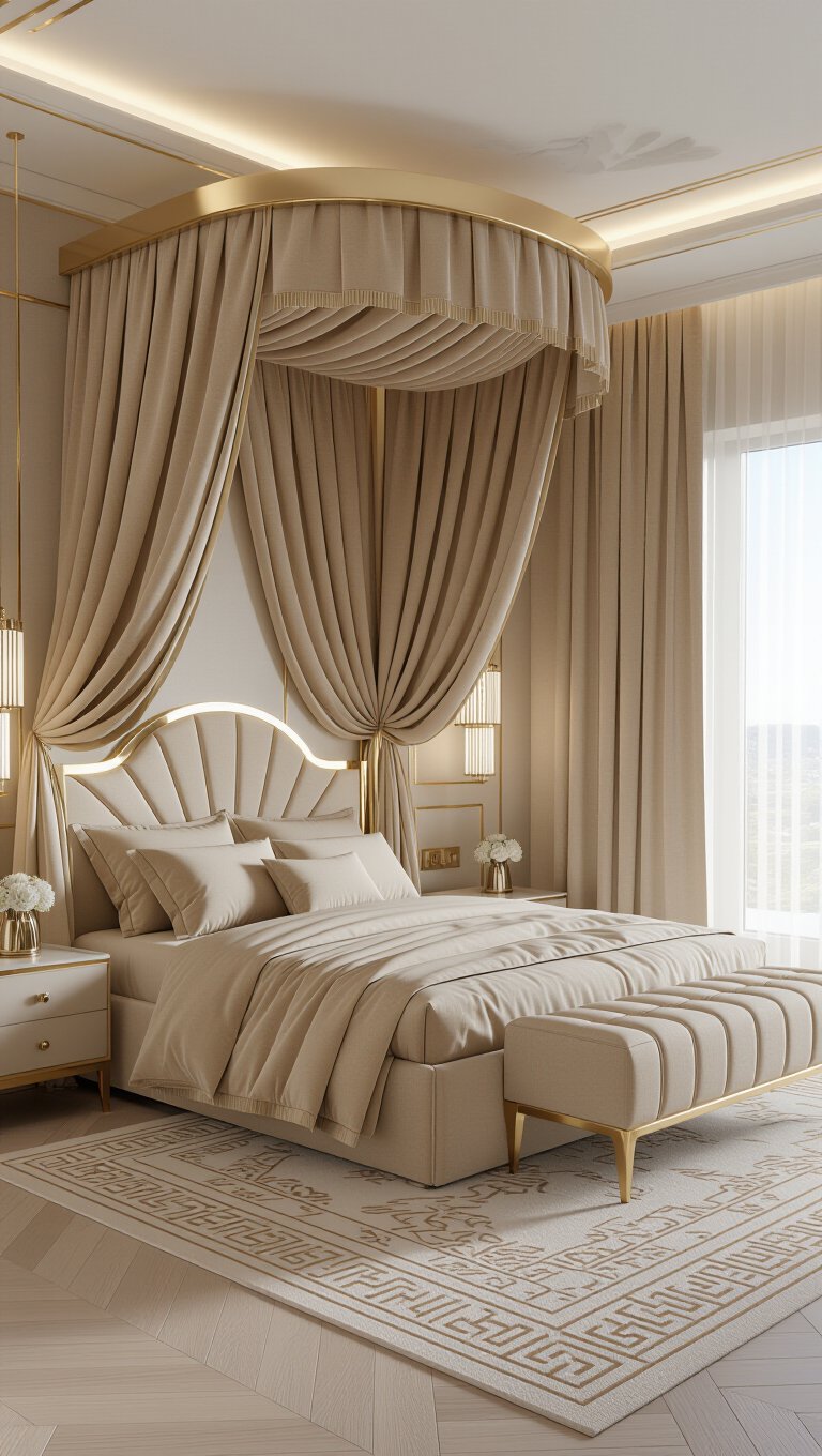 Art Deco Luxe Beige Bedroom