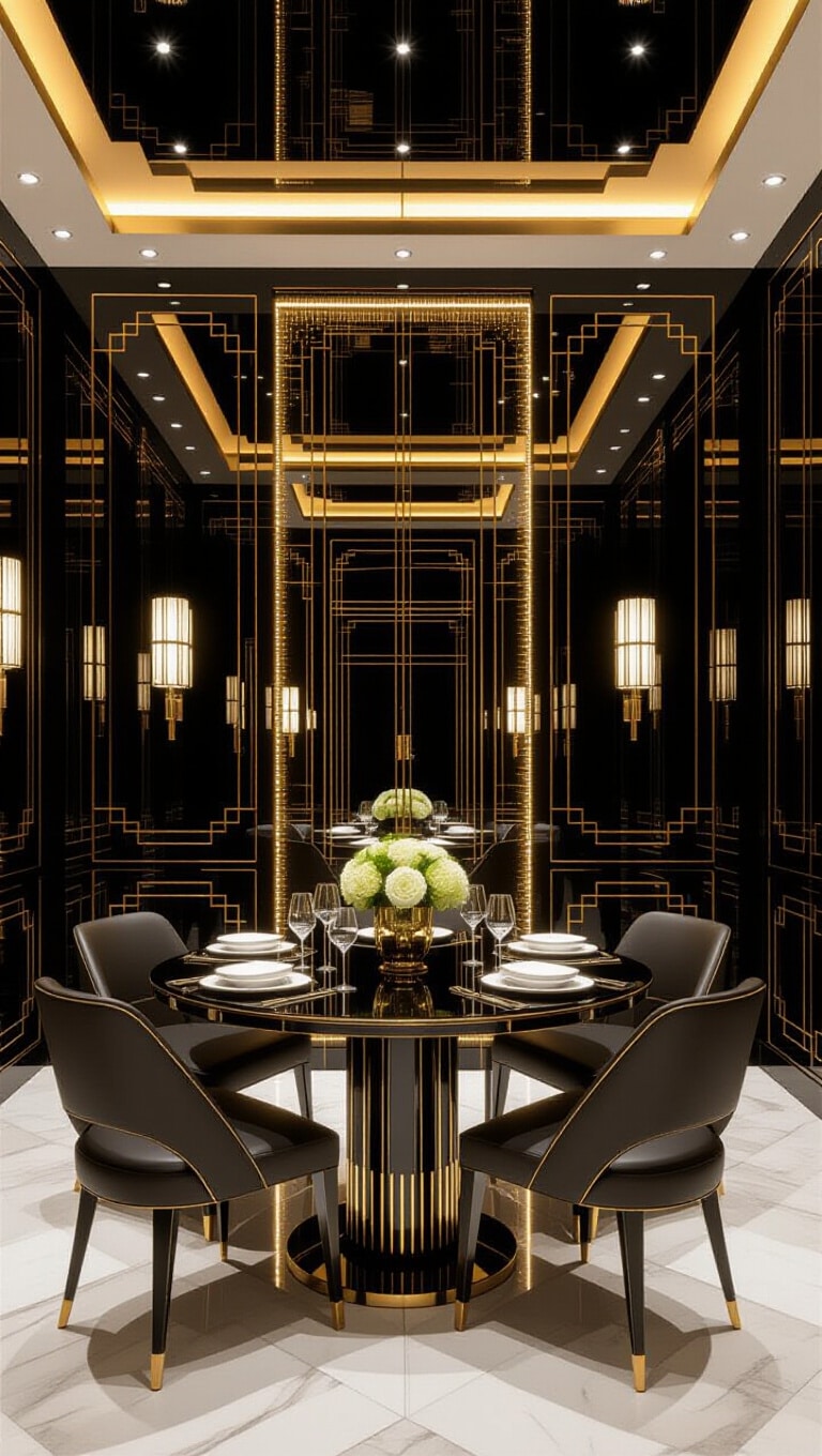 Art Deco Luxe Dining Room Walls