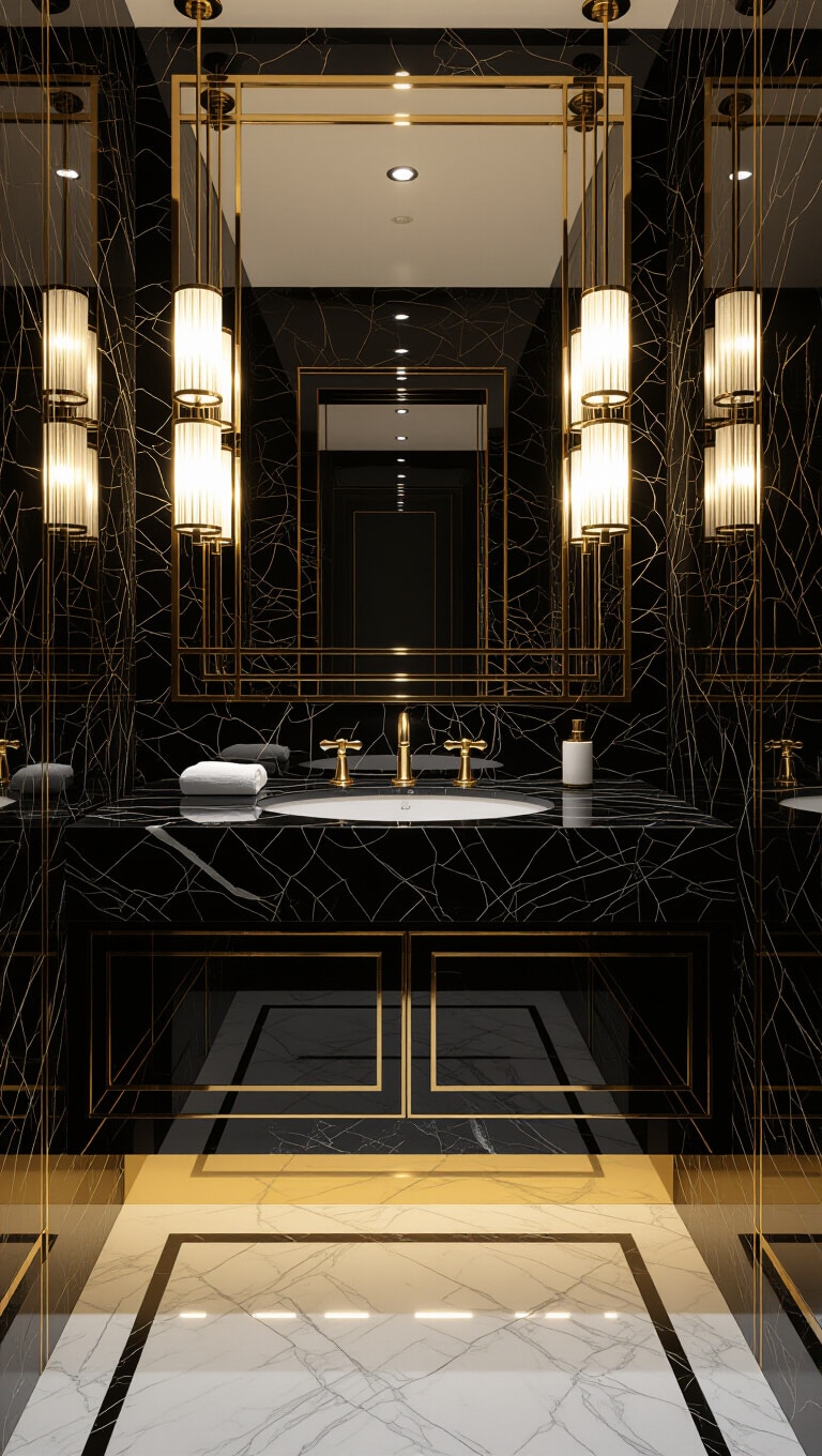 Art Deco Marble Sink Bathroom Elegance