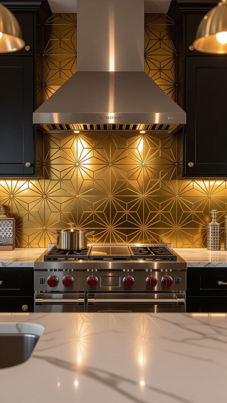 Art Deco Metallic Tile Backsplash