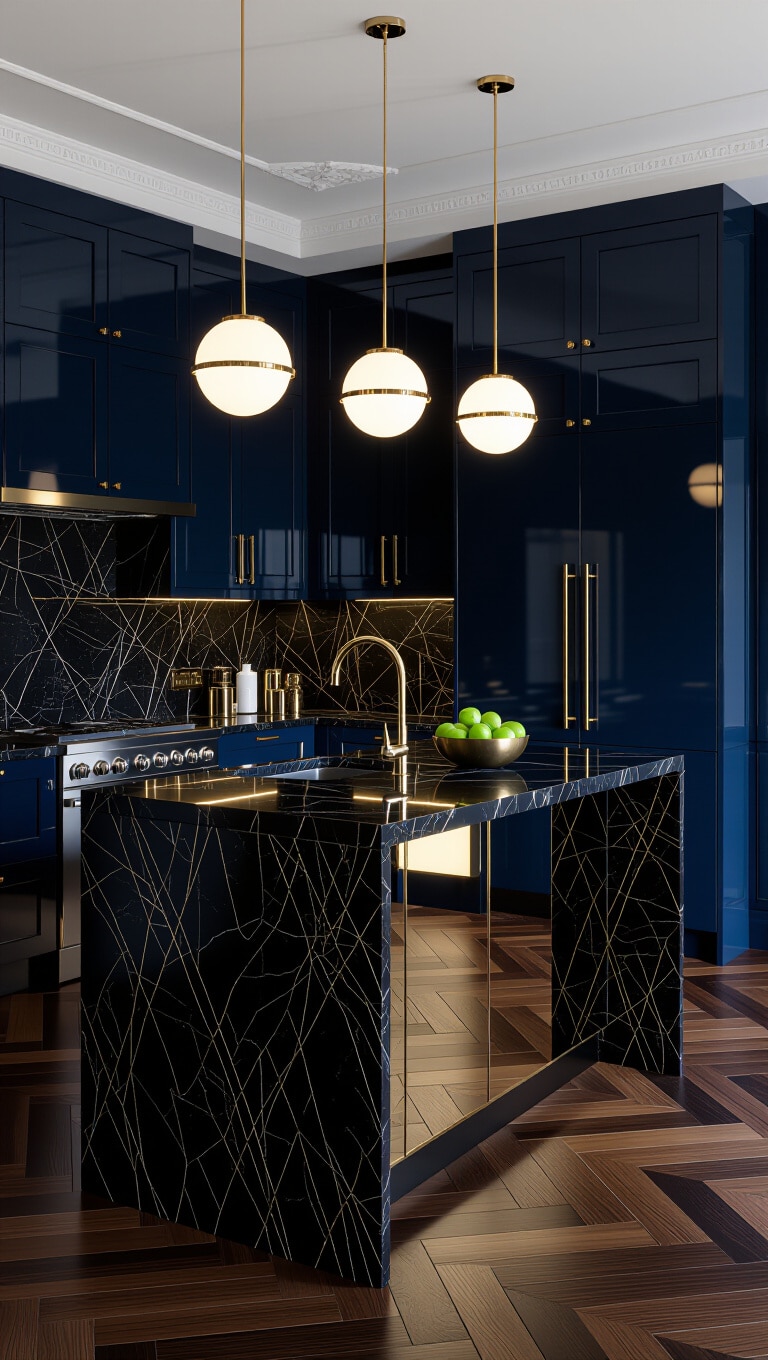 Art Deco Sapphire Blue Kitchen