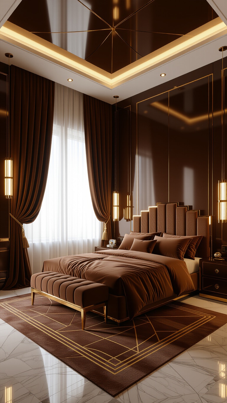 Art Deco Warm Brown Bedroom