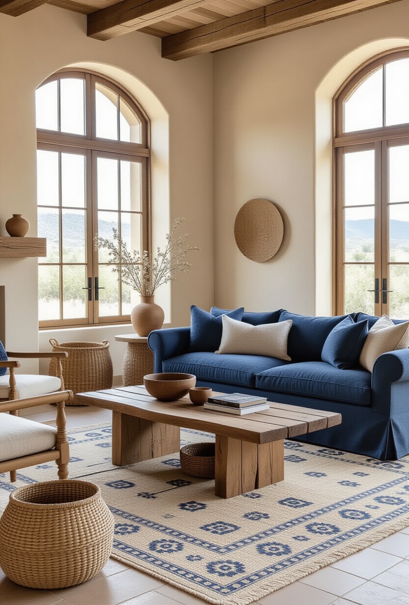 Artisan Blue and Beige Handcrafted Style