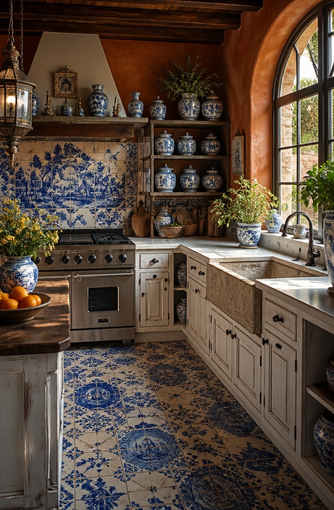 Artisan Blue Willow Mediterranean Kitchen