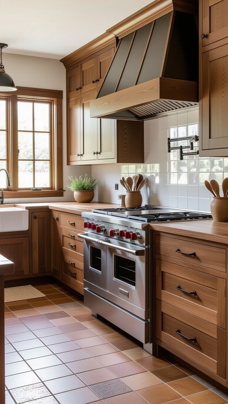 Artisan Hand-Painted Brown Cabinets