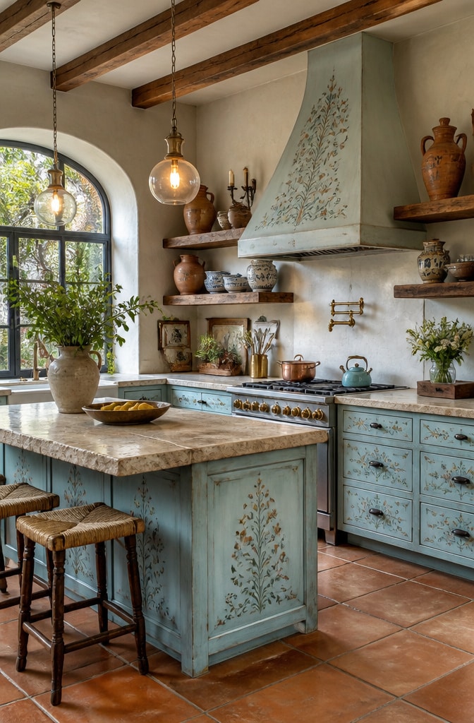 Artisan Hand-Painted Duck Egg Blue Kitchen