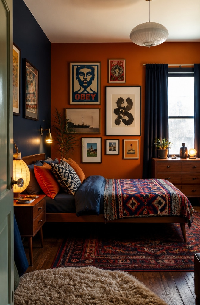 Artistic Eclectic Small Bedroom