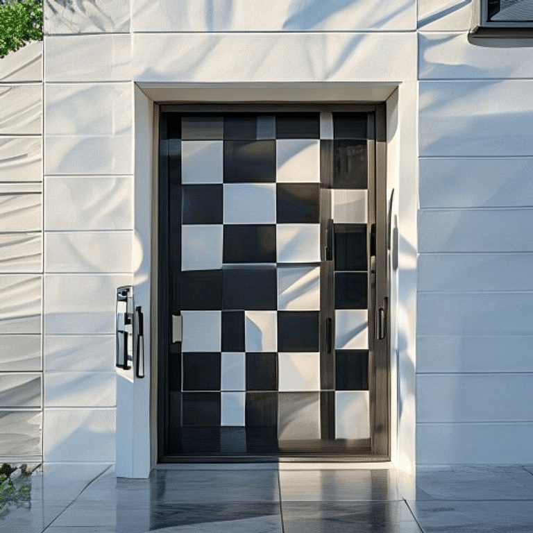 Black and White Checkerboard Door